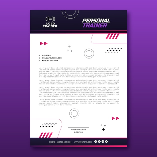 Gradient personal trainer letterhead