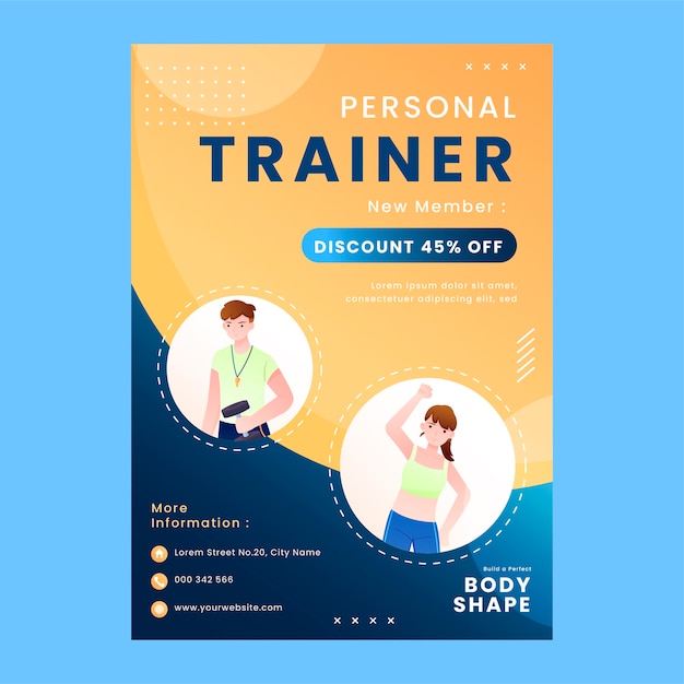 Poster gradiente di personal trainer