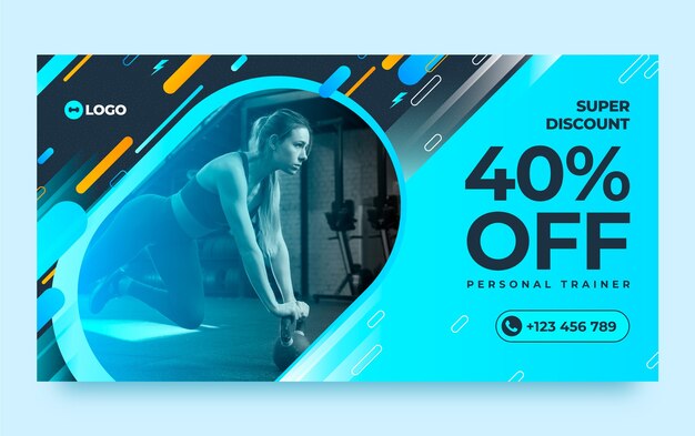 Gradient personal trainer social media post template