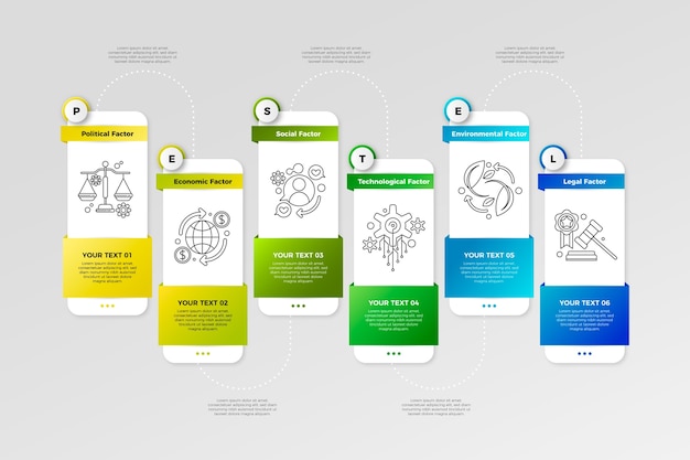 Free vector gradient pestel infographic design