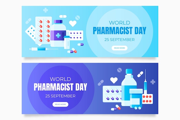 Free vector gradient pharmacist day banners set