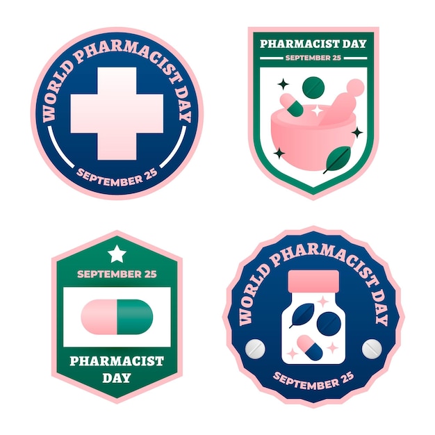 Free vector gradient pharmacist day labels collection