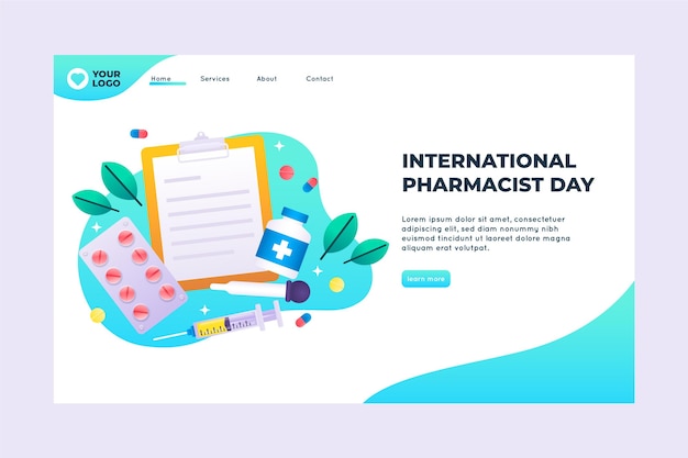 Gradient pharmacist day landing page template