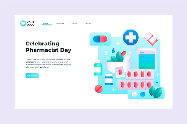 Gradient pharmacist day landing page template