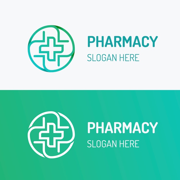 Vettore gratuito modello di logo farmacia gradiente