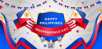 Free vector gradient philippine independence day horizontal banner template