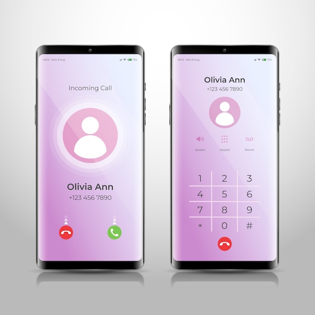 Бесплатное векторное изображение Градиентная иллюстрация интерфейса экрана телефонного звонка