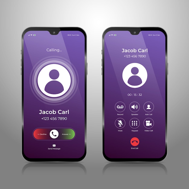 Free vector gradient phone call screen interface illustration