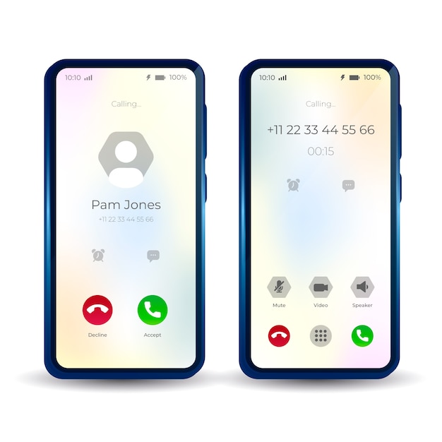 Gradient phone call screen interface illustration