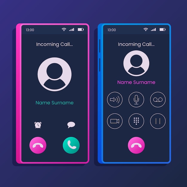 Free vector gradient phone call screen interface illustration