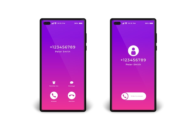 Free vector gradient phone call screen interface illustration