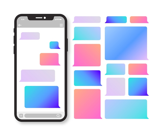 Gradient phone text bubble collection