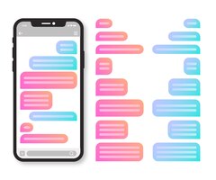 Бесплатное векторное изображение Коллекция пузырей текста градиента телефона