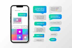 Бесплатное векторное изображение Коллекция пузырей текста градиента телефона