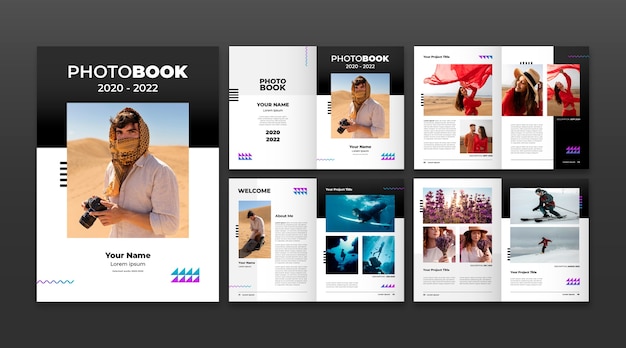 Free vector gradient photobook template design