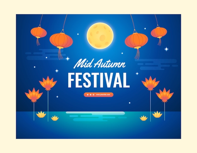 Free vector gradient photocall template for mid-autumn festival celebration
