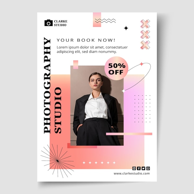 Free vector gradient photography studio poster