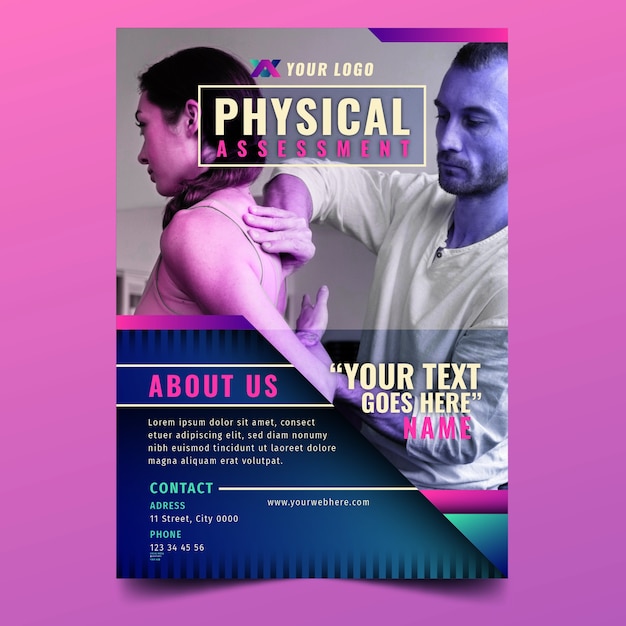 Free vector gradient physical assessment poster template