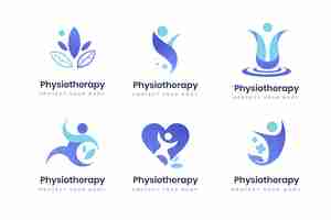 Free vector gradient physiotherapy logo set