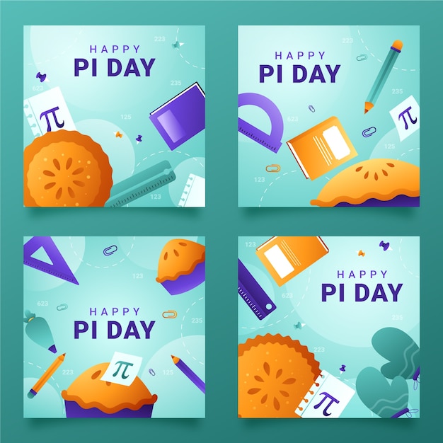 Gradient pi day instagram posts collection