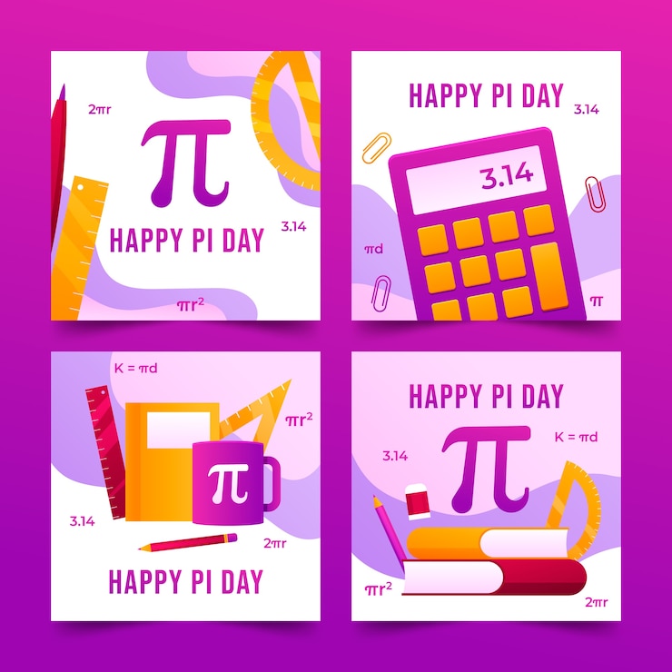 Free Vector gradient pi day instagram posts collection