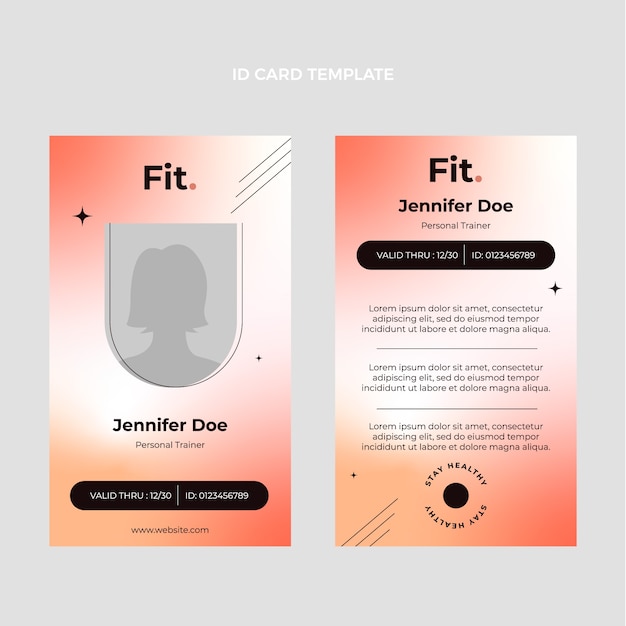 Gradient pink fitness id card template