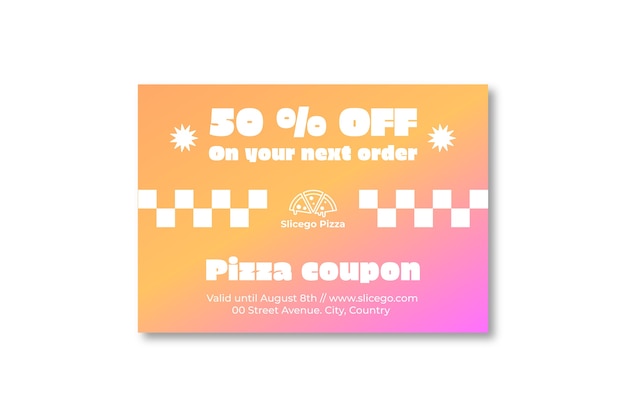 Gradient pizza coupon gift certificate
