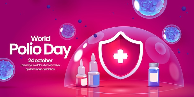 Gradient polio day background with shield