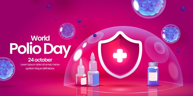 Gradient polio day background with shield