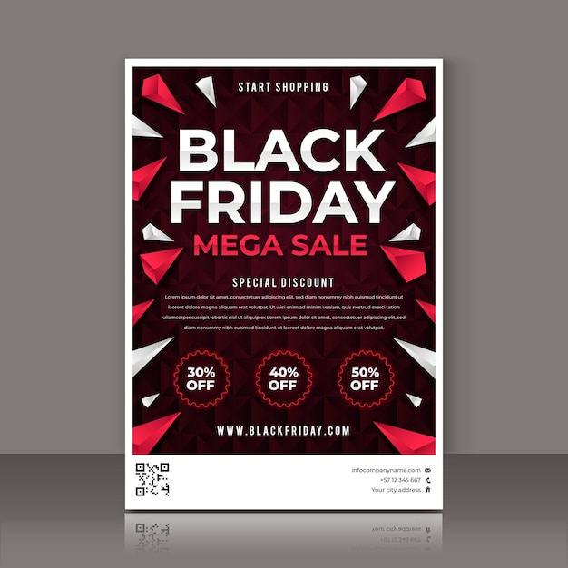 Free vector gradient polygonal black friday vertical poster template