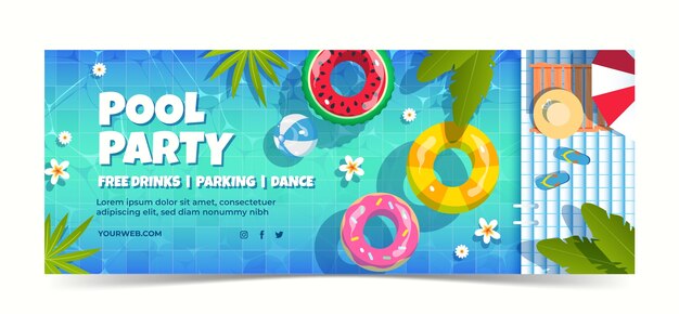 Free vector gradient pool party celebration facebook cover