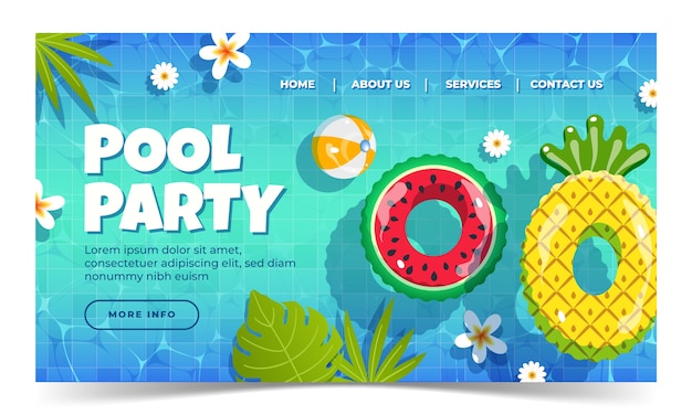 Gradient pool party celebration landing page