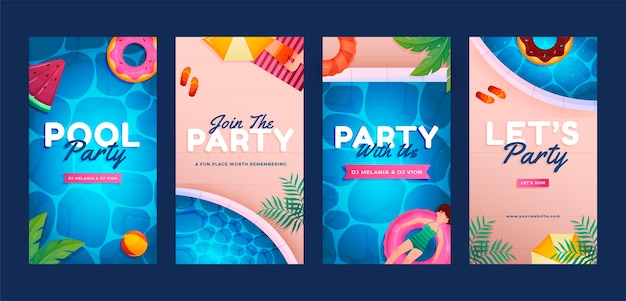 Коллекция рассказов instagram о вечеринке в градиентном бассейне