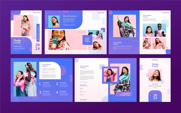 Free vector gradient portfolio template design