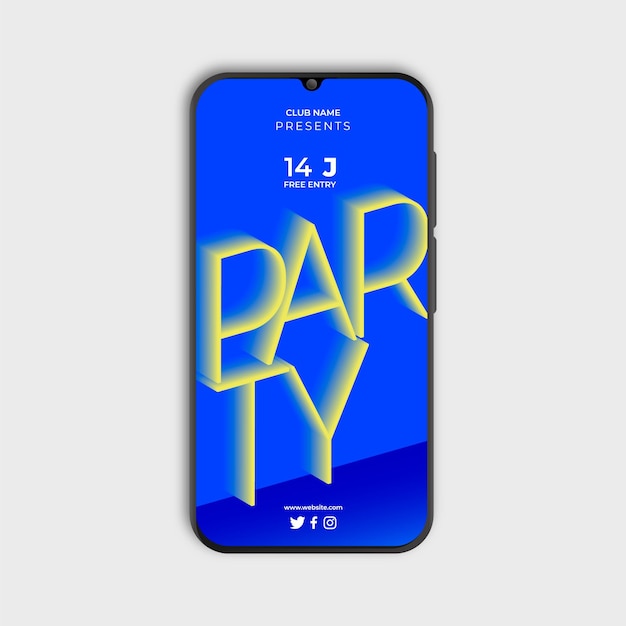 Free vector gradient poster for party in smarthphone