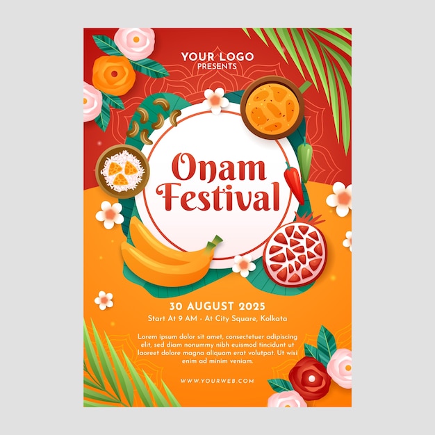 Gradient poster template for onam celebration