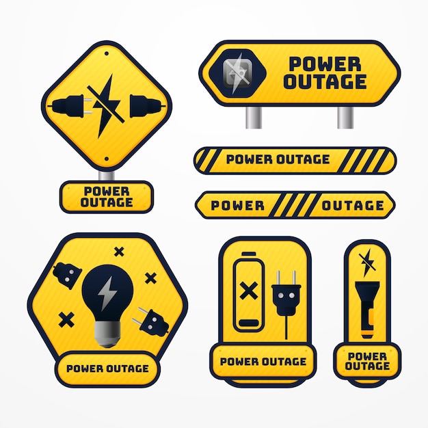 Free vector gradient power outage labels