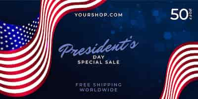 Free vector gradient presidents day horizontal banner template