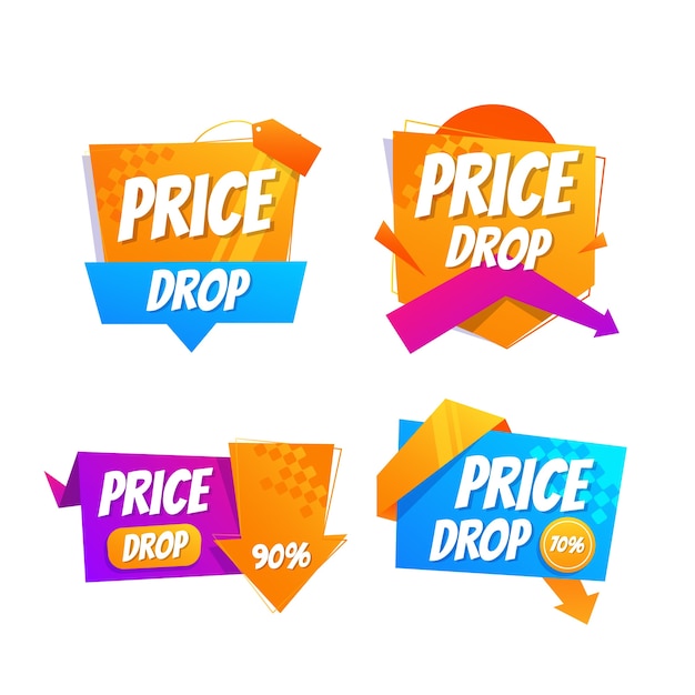 Free vector gradient price drop label set