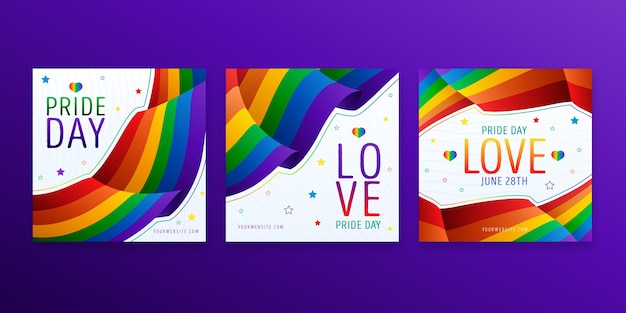 Gradient pride day instagram posts collection