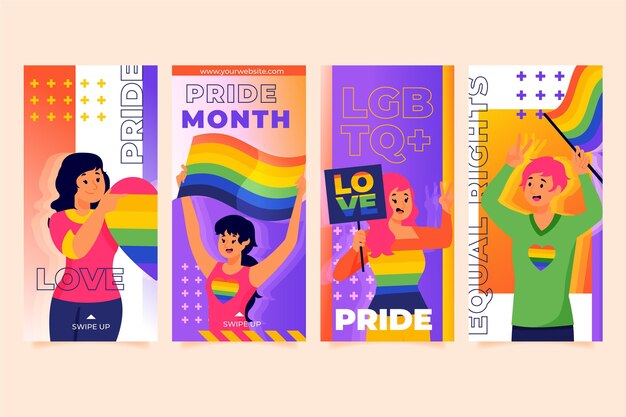 Gradient pride day instagram stories collection