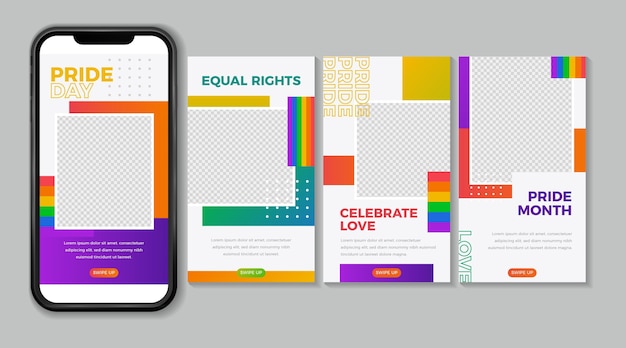 Gradient pride day instagram stories collection