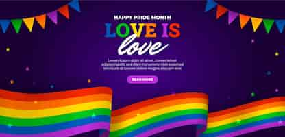 Free vector gradient pride month horizontal banner template