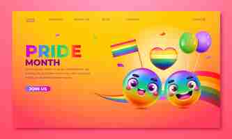 Free vector gradient pride month landing page template