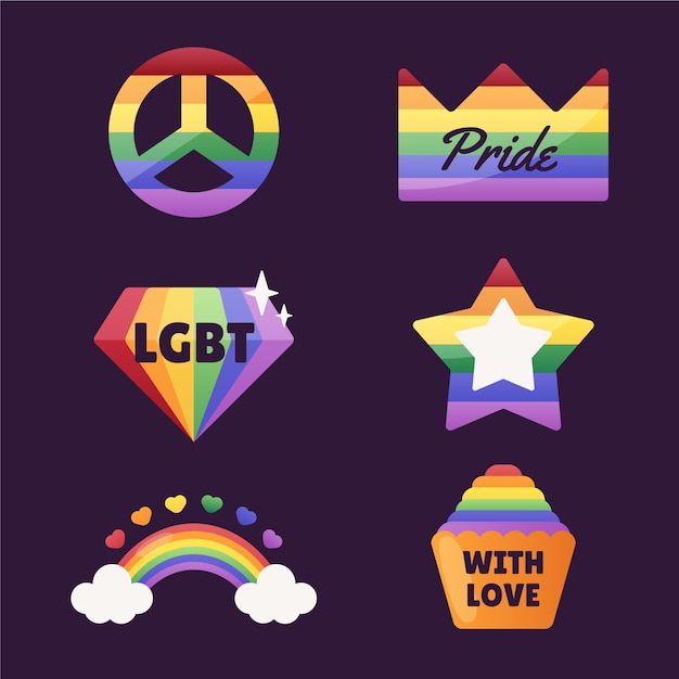 Free vector gradient pride month lgbt elements collection