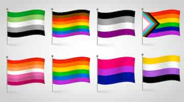 Free vector gradient pride month lgbt flags collection