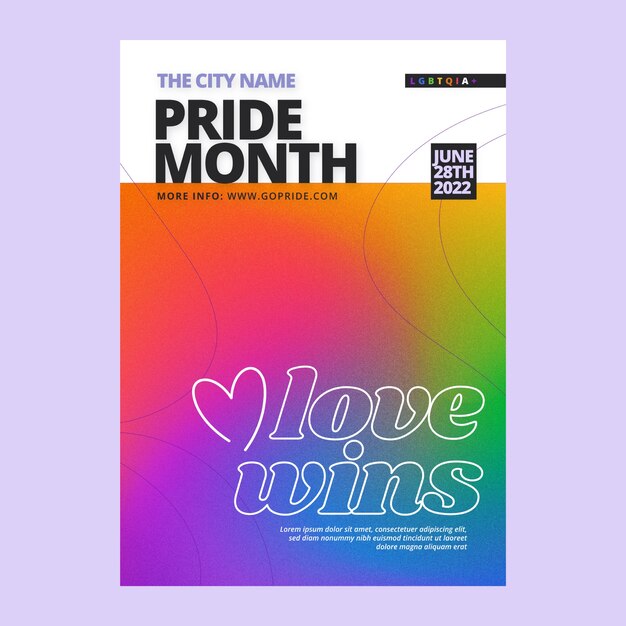 Gradient pride month lgbt flyer template