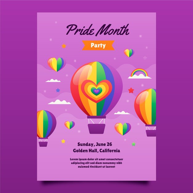 Gradient pride month lgbt vertical poster template