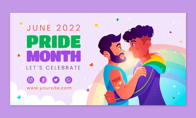 Free vector gradient pride month social media promo template
