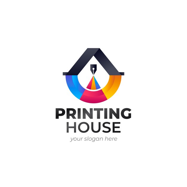 gradient printing house logo design template